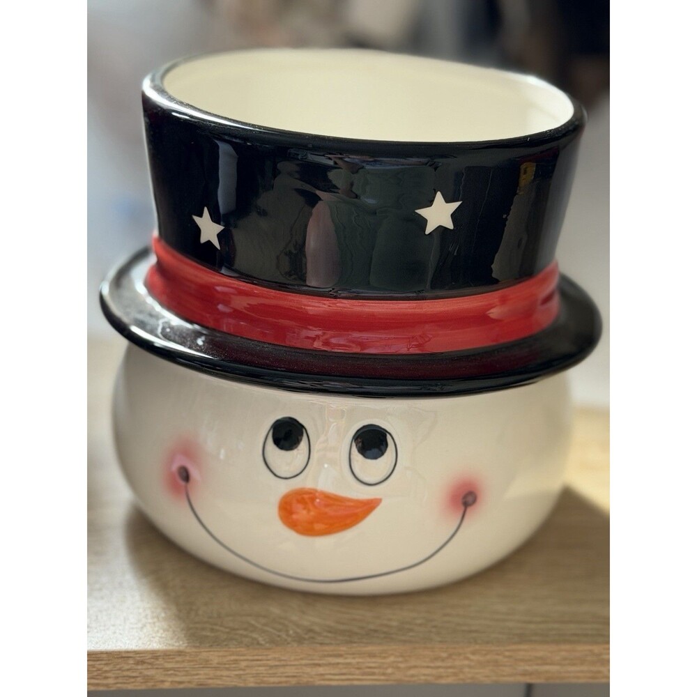 Edible Arrangements 2015 Snowman Ceramic Planter Vase Christmas Keepsake